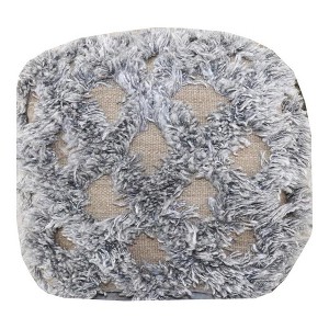 Moti Emma Ottoman 18" Comfort Farmhouse Fabric Pouf in Natural/Elegant Taupe - 1 of 2