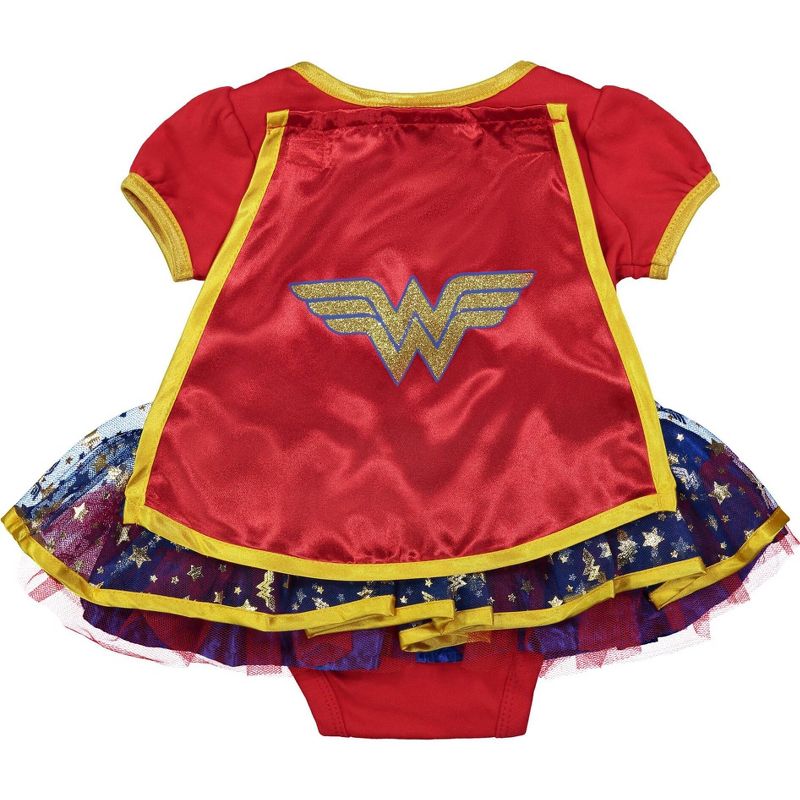 DC Comics Justice League Wonder Woman Baby Girls Cosplay Costume Bodysuit Cape and Headband 3 Piece Set Newborn to Infant , 3 of 9