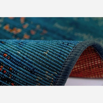 Marina Blue Flat Woven Synthetic Indoor/Outdoor Rug