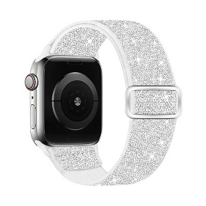 HTUTWOO Shiny Apple Watch Band, Nylon Stretchy Strap 38/40/41/42/44/45/49mm for iWatch Series 11 10 9 8 7 6 5 4 3 2 1 SE Ultra - 1 of 4