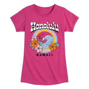 Girls' - Instant Message - Honolulu Hawaii Fitted Short Sleeve Graphic T-Shirt - 1 of 4