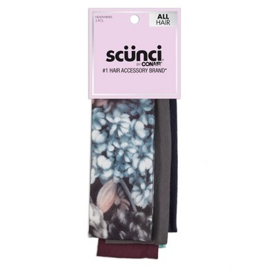 scünci No Damage Stretch Fabric Headbands - Darks - All Hair - 5pk