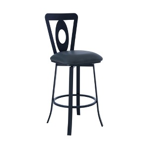 Lola Contemporary 30" Bar Height Barstool in Matte Finish with Faux Leather and Tall Back for Lumbar Support - 1 of 4
