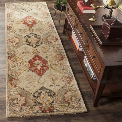 Antiquity Hand-Tufted Red and Beige Wool Runner Rug