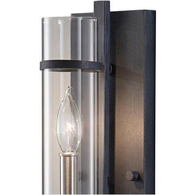 Ethan Antique Forged Iron & Brushed Steel 17" High Dimmable Wall Sconce