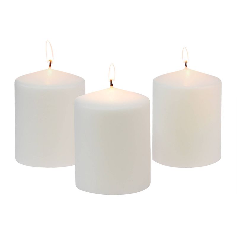 Stonebriar 3pk Tall 3&#39;&#39; x 4&#39;&#39; 35 Hour Long Burning Unscented White Wax Pillar Candle, 2 of 8