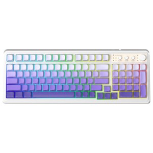 AULA 99-Key Tri-Mode Creamy RGB Gaming Keyboard, Backlit, Numpad & Knob, Gradient Purple - 1 of 4