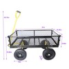 SEVOBAL Utility Storage Cart Solid Wheel Wagon Cart Heavy-Duty Tool Garden Cart With Firewood Transport Ease, Yellow And Black, 37.00"*19.48"*40.15" - 3 of 4