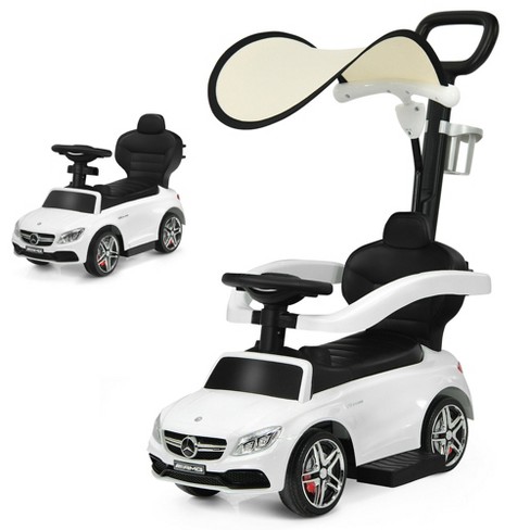 Costway 3 in 1 Ride on Push Car Mercedes Benz Toddler Stroller Sliding Car White