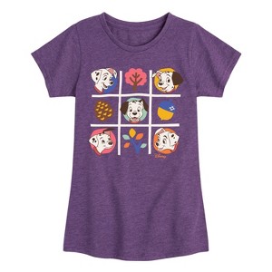 Girls' - 101 Dalmatians - Tic Tac Toe Grid of Puppies Fitted Short Sleeve Graphic T-Shirt - 1 of 3