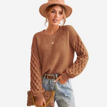 Women's Long Sleeve Honeycomb Knit Pullover Sweater - Cupshe