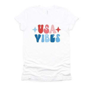 Simply Sage Market USA Vibes Bubble Short Sleeve Tee - XS - White - 1 of 4