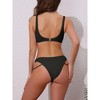 INSPIRE CHIC Women's Cutout Racerback Ribbed Bikini Sets, Scoop Neck Top Triangle Bottom Swimwear Bathing Suits 1 Set - 3 of 4