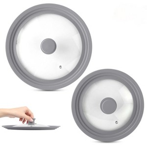 Modern Innovations Universal Pot Cover Lids for 7 to 12-Inch Cookware (Set of 2) - Gray - 1 of 4