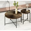NicBex Natural 2-Piece Round Coffee Table & End Table Set,Distressed Wood Design & Black Metal Legs,Center Table for Living Room - 2 of 4