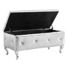 Upholstered Storage Ottoman Bench For Bedroom End Of Bed Rectangular Storage Benches Footrest With Crystal Buttons For Living Room Entryway (Silver) - 3 of 4