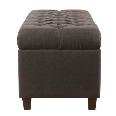 Charcoal Gray Tufted Storage Ottoman Bench with Hinged Lid