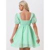 Allegra K Women's Short Sleeve Summer Casual Square Neck Flowy A-Line Short Party Dress - 4 of 4