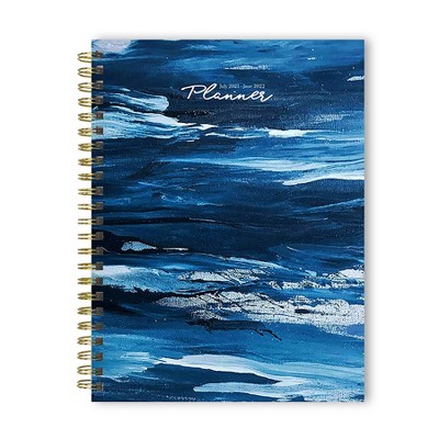 2021-22 Academic Planner 8"x6" Painted Blues Daily/Weekly/Monthly - The Time Factory