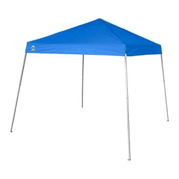 Crown Shades 10' x 10' Base 8' x 8' Top Telescoping Slant Leg Outdoor Instant Pop-Up Portable Waterproof Shade Folding Canopy with Carry Bag, Blue