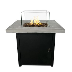 Fibre Reinforced Concrete Outdoor Propane Fire Pit Table with Glass Shield and Cover - 1 of 4