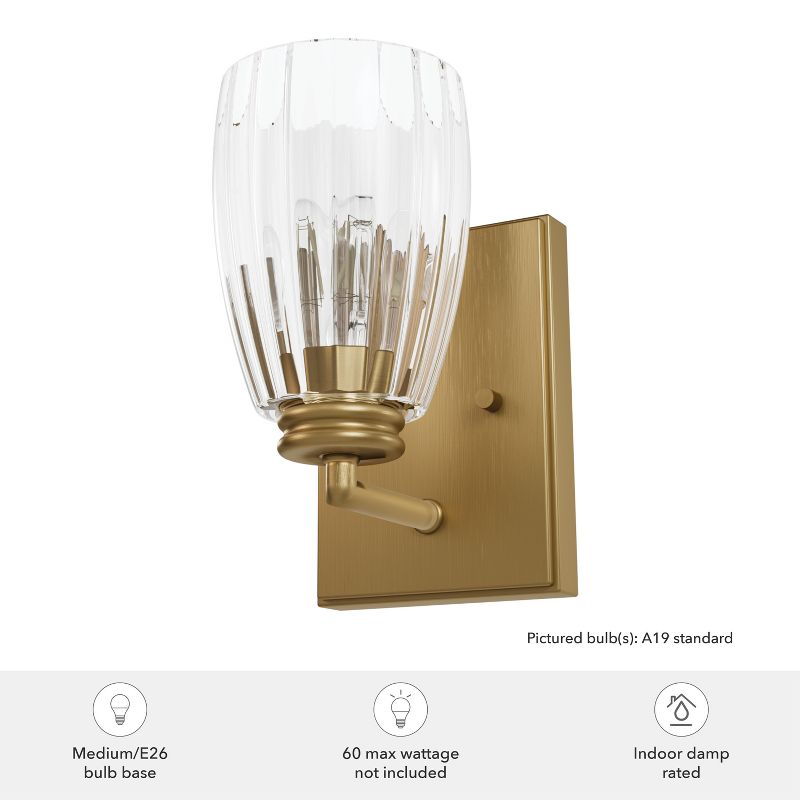 Rossmoor Clear Glass Sconce Wall Light Fixture Luxe Gold - Hunter Fan, 5 of 9