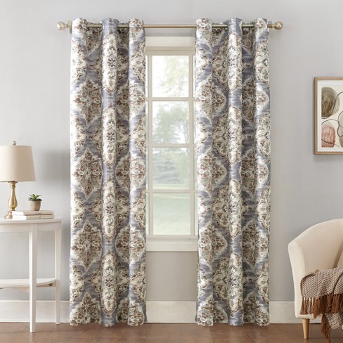 63"x40" Regina Watercolor Floral Thermal Insulated Grommet Curtain ...