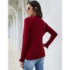 Womens Polo Sweaters V Neck Long Sleeve Collared Sweater Fall Lightweight Knit Pullover Jumper Tops Ruffle Casual Knitwear - 2 of 4