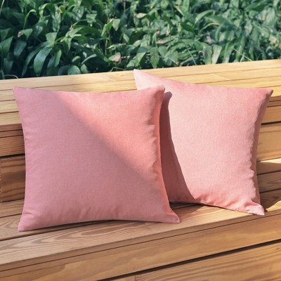 2 Pcs 20" x 20" Waterproof Polyester Fiber Solid Decorative Pillow Cover Pink - PiccoCasa