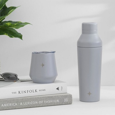 12 oz Grey Triple Insulated Stainless Steel Wine Tumbler with Lid