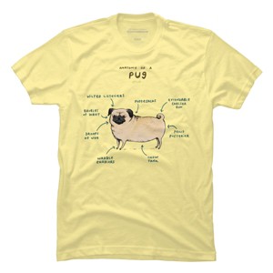 Men's Design By Humans Anatomy of a Pug By SophieCorrigan T-Shirt - 1 of 3