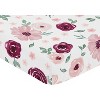 Sweet Jojo Designs Girl Baby Fitted Crib Sheet Watercolor Floral Burgundy Pink and White - 3 of 4