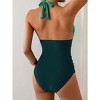 Eomenie Women's One Piece V Neck Halter Swimsuits 2025 Tummy Control Slimming Bathing Suit Push Up Color Block Swimwear - 2 of 3