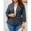 MISSKY Women's Plus Size Casual Open Front Work Office Jackets Blazer Blazers with Pockets - 2 of 4