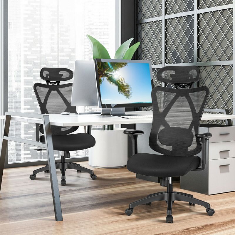 Costway Reclining Mesh Office Chair Swivel Chair w/ Adjustable Lumbar Support, 4 of 11