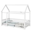 Whisen Twin Size Floor Wooden Bed with House-shaped Roof Frame and Fence Guardrails - 4 of 4
