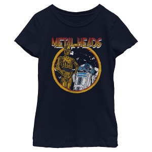 Girls Star Wars Metal Head Rock Droids T Shirt - 1 of 4