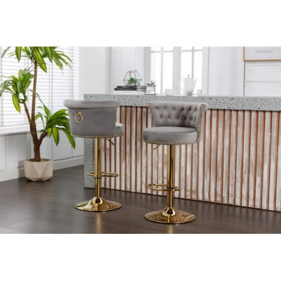 Swivel Bar Stools Set of 2 Adjustable Counter Height Chairs with Footrest for Kitchen, Dining Room 2PC/SET
