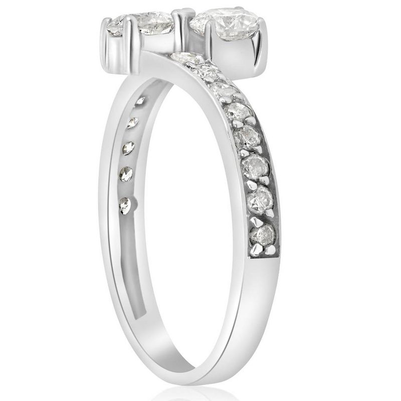 Pompeii3 1 Carat Forever Us Diamond Two Stone Engagement Ring 10K White Gold, 3 of 8