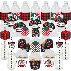 Big Dot of Happiness Christmas Pajamas - Holiday Plaid PJ Party Favors and Cupcake Kit - Fabulous Favor Party Pack - 100 Pieces - 1 of 4