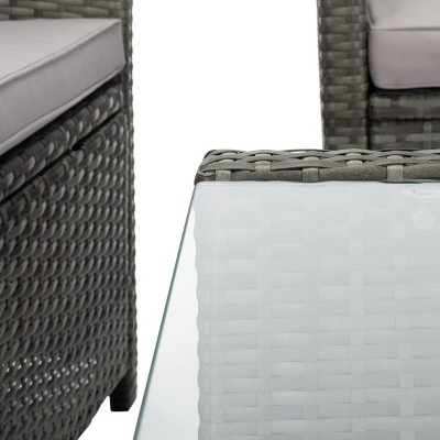 Vellor Gray Wicker 4-Piece Outdoor Patio Set with Cushions