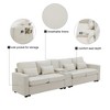 114.2" Modern Linen Upholstered Sectional Sofa with Console with 2 Cupholders, Wired & Wireless Charging, and 4 Pillows - 4 of 4