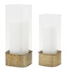Hammered Metal Candle Holder – 12"H Gold Iron & Glass Hurricane, Set of 2 for Elegant Indoor Display by Melrose - 2 of 3