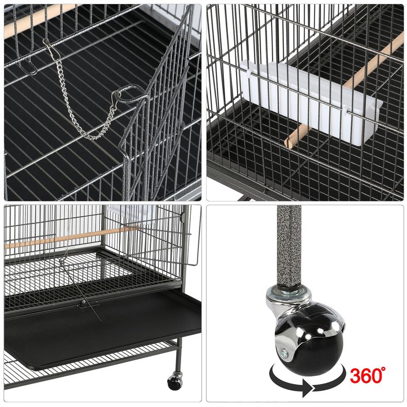 Yaheetech 60.5″H Extra-Large Bird Cage Parrot Cage Black, 5 of 6