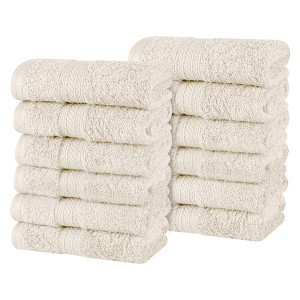 Cotton Plush Soft Highly-Absorbent Heavyweight Luxury Face Towel Washcloth Set of 12 by Blue Nile Mills - 1 of 4
