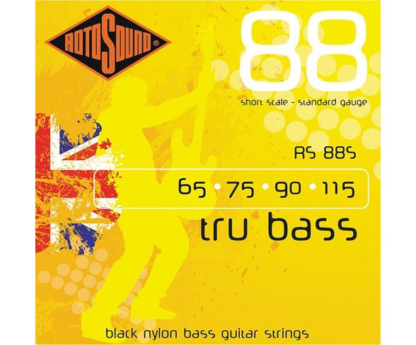 Rotosound RS88S Trubass Black Nylon Flatwound Standard Gauge Short Scale Bass Strings