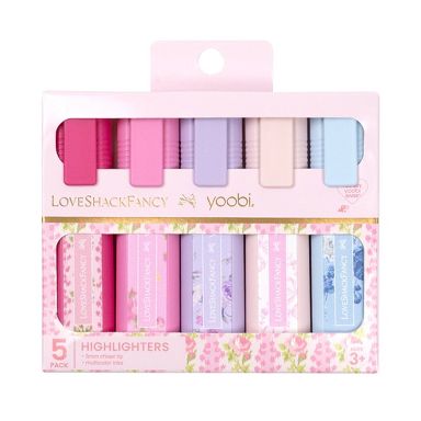 LoveShackFancy x Target - Yoobi Blooming Heirloom, Ikat Rose, Happy Thoughts, Coquette Bow, Everblooming Rosette 5pk Highlighters