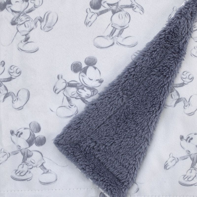 Disney Mickey Mouse - Call Me Mickey White and Blue Super Soft Baby Blanket, 3 of 5