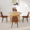 5-Piece Dining Set with Rubber Wood Round Table and 4 Comfortable Technology-Fabric Chairs - 2 of 4