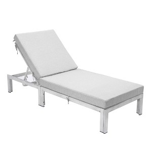 LeisureMod Marlin Patio Sling Chaise Lounge Chair With Arms in Grey Aluminum - 1 of 4